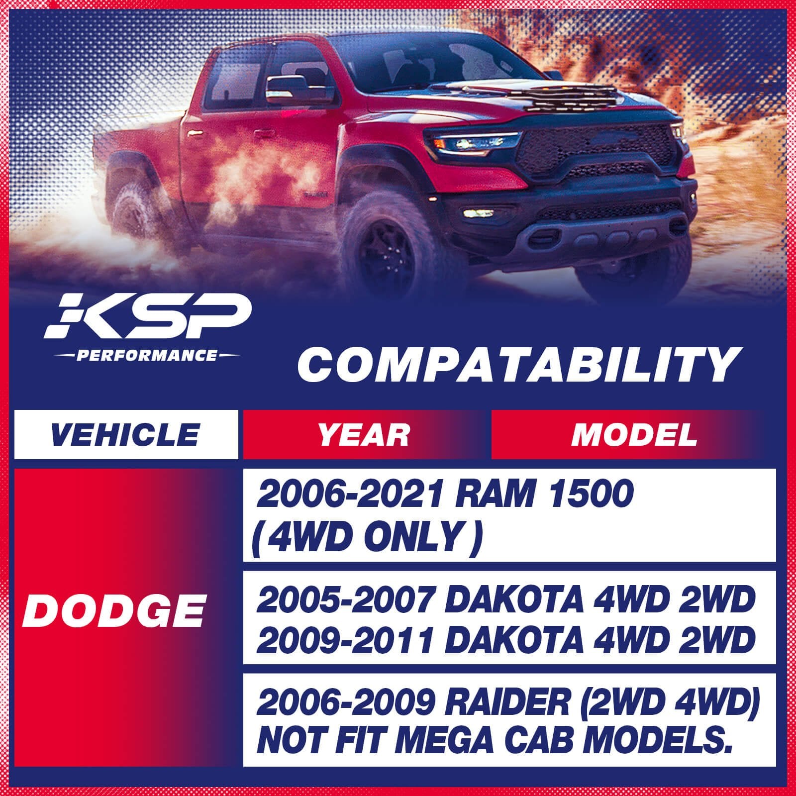 2.5" Front Leveling Lift Kits Strut Spacers For 2006-2024 Dodge Ram 1500 - 0