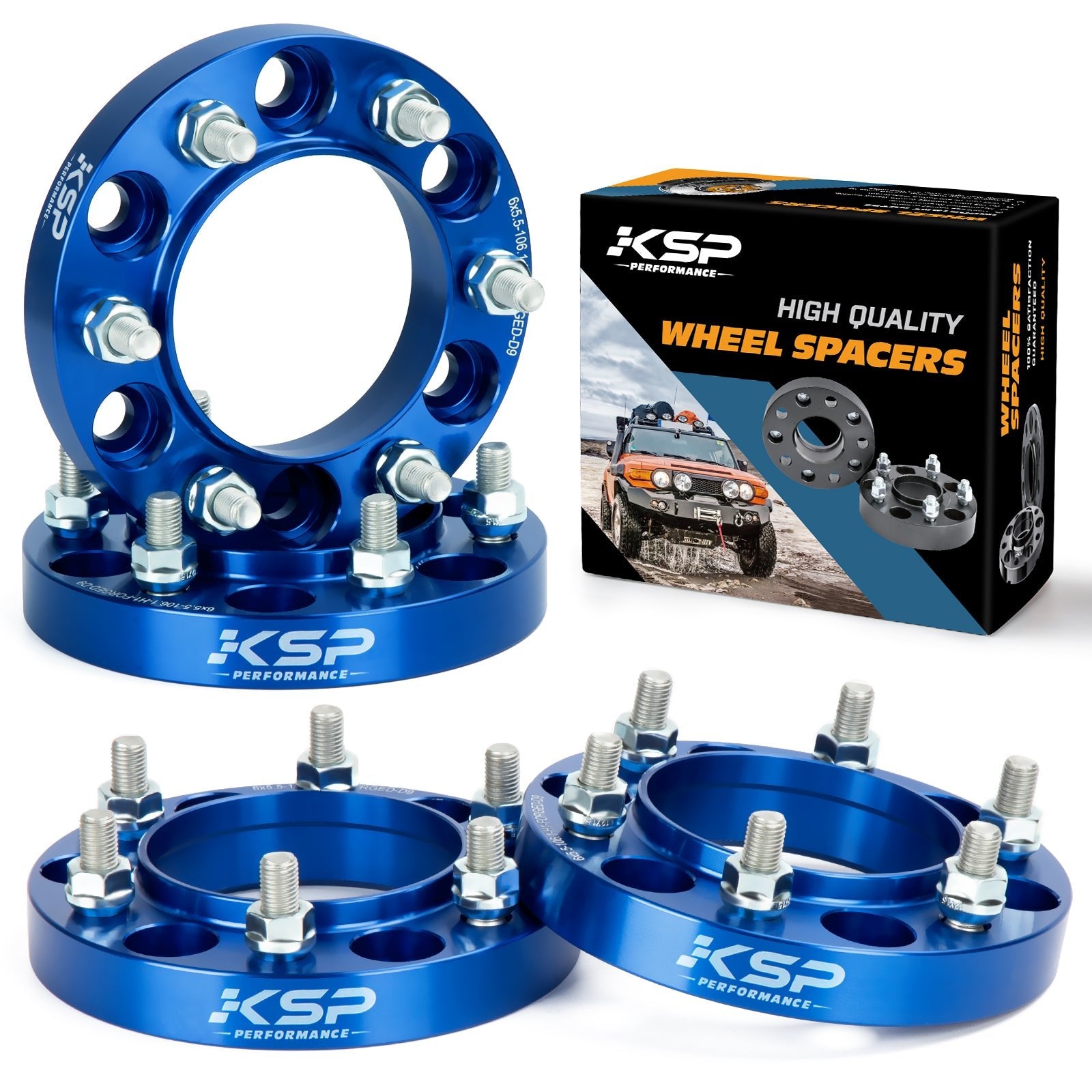 Wheel Spacers 1 inch 6x5.5" Hubcentric For Toyota Tacoma 4Runner Tundra FJ Cruiser Blue xccscss.