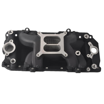 Aluminum Air Gap Dual Plane Engine Intake Manifold, Black Finish - 0