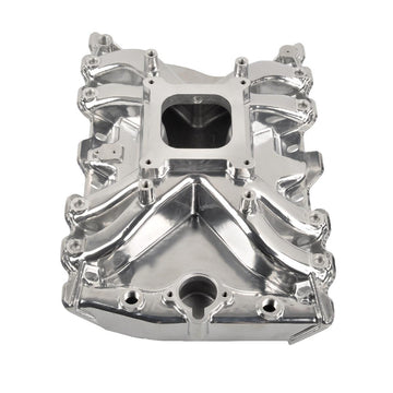 Polished Aluminum Low Rise Engine Intake Manifold, High Performance Upgrade - 0
