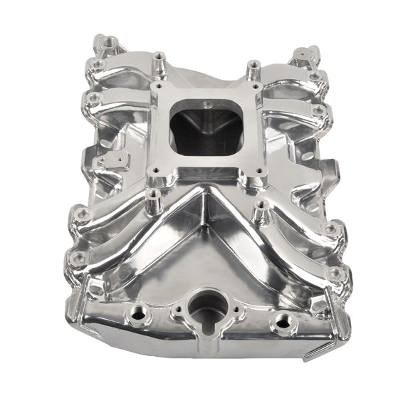 Polished Aluminum Low Rise Engine Intake Manifold, High Performance Upgrade
