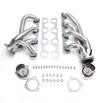 رأس عادم لسيارة فورد موستانج 1964-1978، 289-302-351 V8، مصنوع من الفولاذ المقاوم للصدأ، SBF، مع قابض كتلة صغير