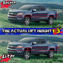 Before and after installation of the KSP suspension lift kit