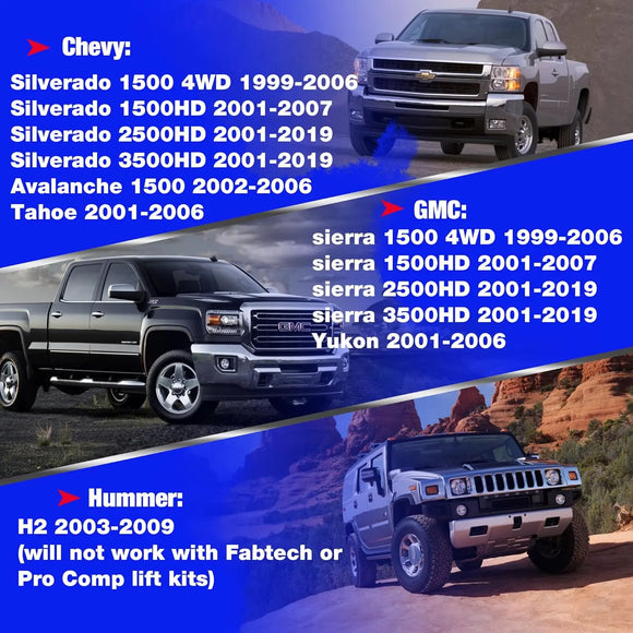 وصلة قضيب التوازن الأمامي المُحسّن من KSP لشاحنة Silverado Sierra 2500HD 3500HD (0-3 بوصات) موديلات 2001-2019، بديل أصلي أصلي 
