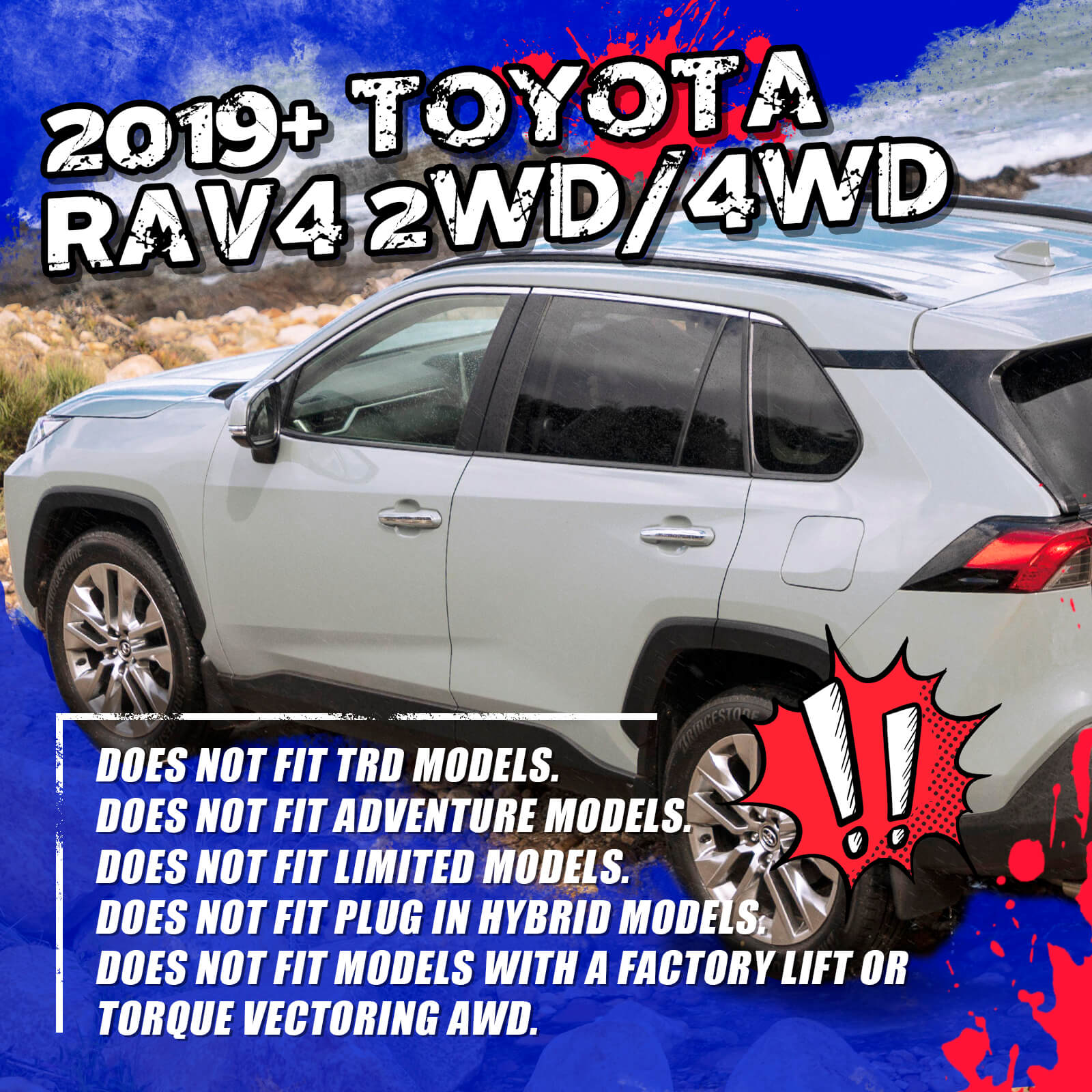 Full Lift Kits For 2019+ Toyota RAV4 2.5" Front and 1.5" Rear Leveling Lift Kit - 0