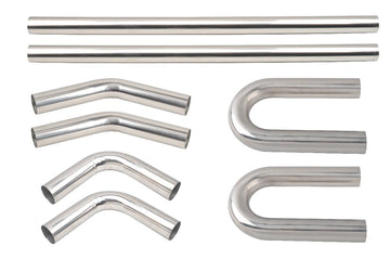 4" OD mandrel bend exhaust pipe kit 8-piece polished stainless steel DIY set