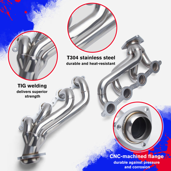 رؤوس مشعب العادم لشيفروليه سيلفرادو 1500 2500HD 4.8 لتر 5.3 لتر 6.0 لتر (2002-2016)