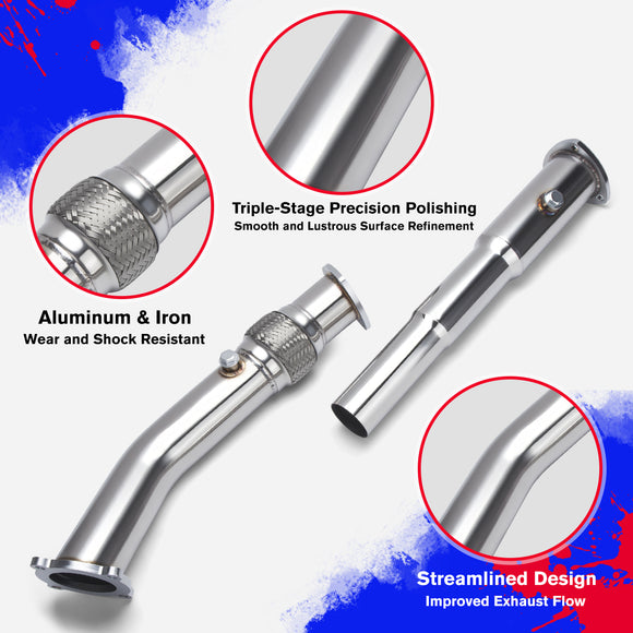 أنبوب عادم توربيني سفلي مقاس 3 بوصات لسيارة فولكس فاجن جولف/جيتا/بيتل 1.8 لتر (1999-2004)