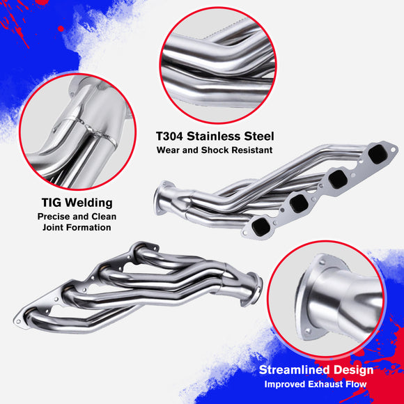 Exhaust Shorty Header for Chevy GMC V8 396 402 427 454 502 1965-1973 Chevy Chevelle, 1973-1974 Chevy Malibu