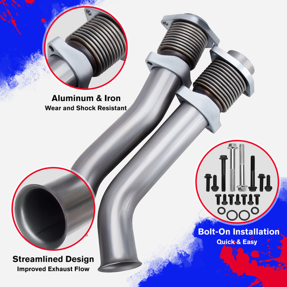 Exhaust Bellowed Up-Pipe Kit & Turbo Pedestal Ebp Valve Delete For 1999-2003 7.3L Ford Powerstroke Diesel