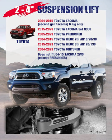 Fitment 2-4“ Aluminum Forged Upper Control Arms For 04-23 Toyota Tacoma  Hilux KSP