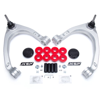KSP Aluminum Forged Upper Control Arms for 2-4 inch lifted Chevy Silverado GMC Sierra with Ball Joints, PU Bushings, Sleeves, Hardware and Accessories