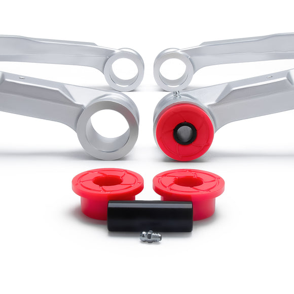 KSP Aluminum Forged Upper Control Arms for 2-4 inch lifted Chevy Silverado GMC Sierra with Red PU Bushings Close-up