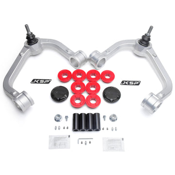 KSP Aluminum Forged Upper Control Arms for 2-4 inch lifted Ford F150 with Ball Joints, PU Bushings, Sleeves, Hardware and Accessories