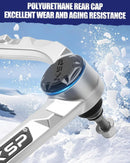 KSP polyurethane rear cap on a suspension link with snow in the background