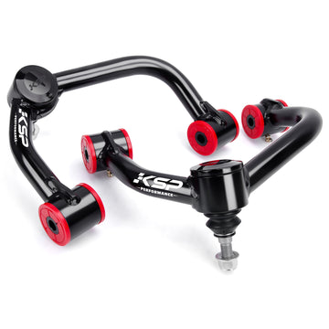 KSP Automotive suspension control arm  for Ford F150 with red bushings on a white background.