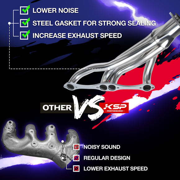 رأس عادم لسيارة شيفروليه SB V8 صغيرة الحجم موديلات 1967-1987، 262 و265 و283 و305 و327 و350 و400