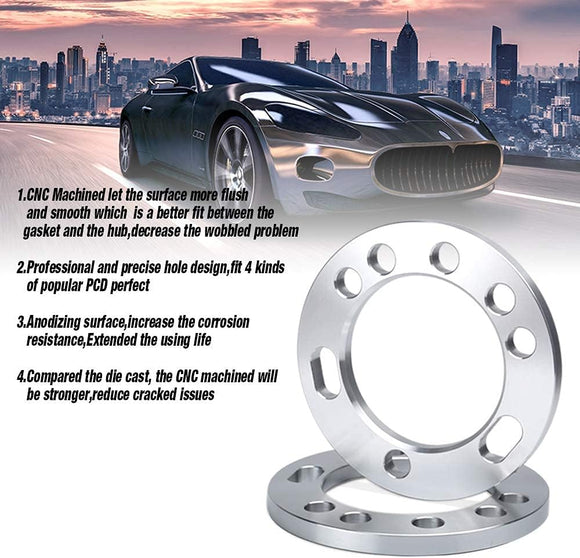 قطعتان من فواصل العجلات العالمية مقاس 6/12 مم لسيارات دودج فورد شيفروليه بمقاسات 5 و6 مسامير PCD 135 و139.7 