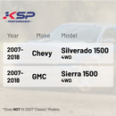 KSP Rear Adjustable Traction Bar for 2007-2018 Chevy Silverado GMC Sierra 1500 4WD Fitment table