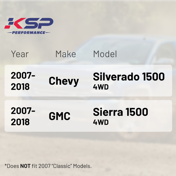 KSP Rear Adjustable Traction Bar for 2007-2018 Chevy Silverado GMC Sierra 1500 4WD Fitment table