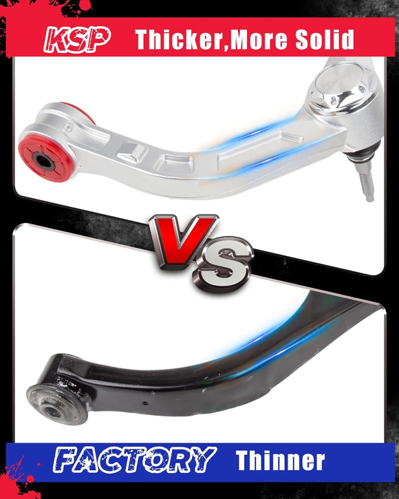 KSP aluminum control arms have a stronger thickness and are more durable.