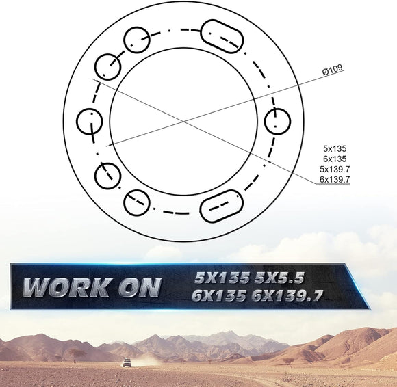 قطعتان من فواصل العجلات العالمية مقاس 6/12 مم لسيارات دودج فورد شيفروليه بمقاسات 5 و6 مسامير PCD 135 و139.7 