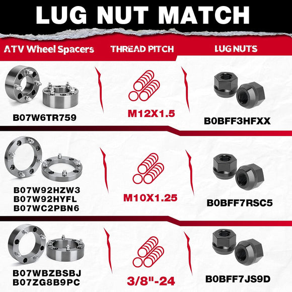 فواصل عجلات ATV مقاس 1.5 بوصة 4x110 مم إلى 4x156 مم محولات مع مسامير 3/8 بوصة - 24 لـ Honda Yamaha Bombardier 