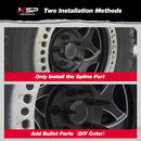 KSP Spike Lug Nuts can be installed using the spline drive alone or enhanced with a bullet spike tip for a custom color finish.