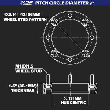 فواصل عجلات ATV مقاس 4 × 156 مم 1.5 بوصة مع 12 مسمارًا × 1.5 لـ Polaris Ranger وPolaris RZR، 4 قطع  - 0