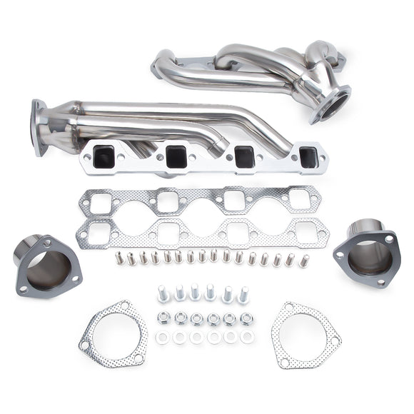 رأس عادم لسيارة فورد موستانج 1964-1978، 289-302-351 V8، مصنوع من الفولاذ المقاوم للصدأ، SBF، مع قابض كتلة صغير