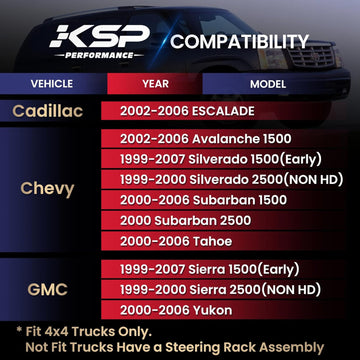 قضبان ربط متينة لسيارات سيلفرادو سييرا 1500 2500 موديلات 1999-2007، متوافقة مع وصلات نهاية قضيب الربط الأمامي السفلي القابلة للتعديل من 0 إلى 6 بوصات، مناسبة لسيارات شيفروليه وجي إم سي  - 0