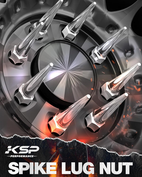 KSP Spike Lug Nuts with Aggressive Spike Design, Durable Chrome Finish