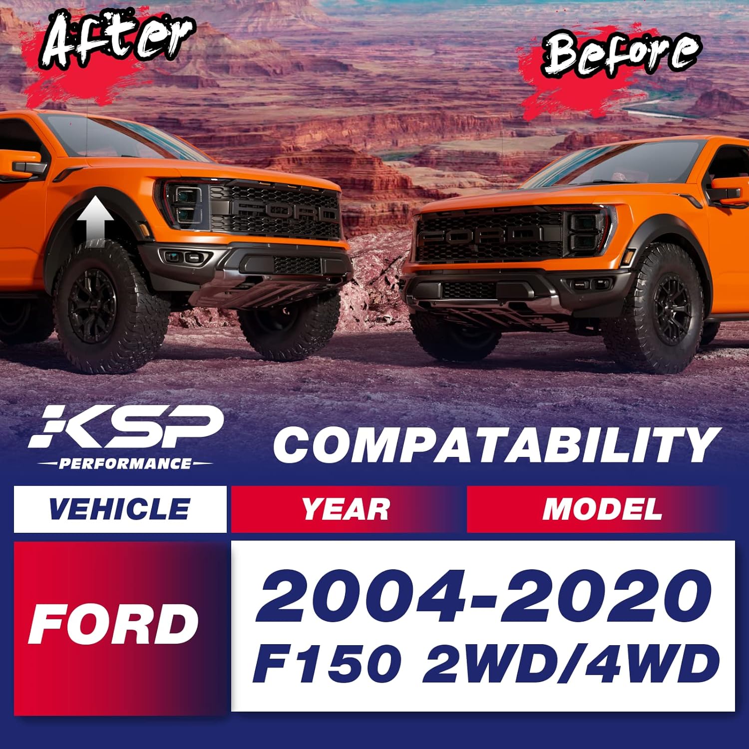 KSP Full Leveling Lift Kit 3" Front And 2" Rear For 2004-2020 Ford F150 2WD/4WD