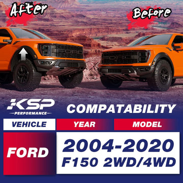 طقم رفع كامل التسوية من KSP، 3 بوصات أمامية و2 بوصة خلفية، لفورد F150 2WD/4WD موديلات 2004-2020 - 0