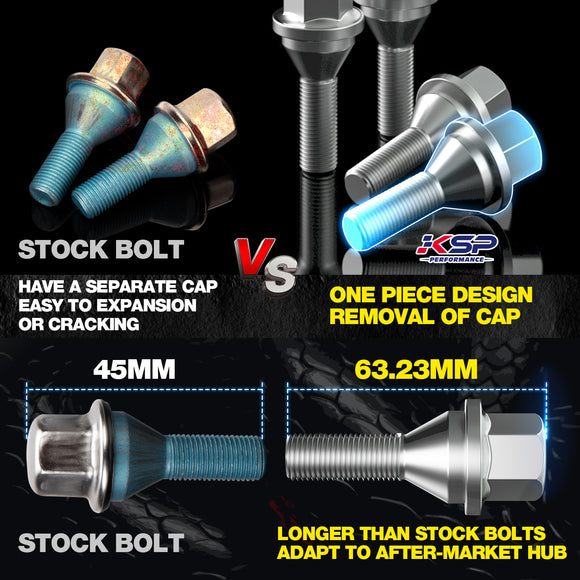 12x1.25 Wheel Lug Bolts for OEM Stock Wheel Lug Bolts,19mm hex for Jeep Renegade Cherokee Compass, 20 Pcs ET Wheel Studs