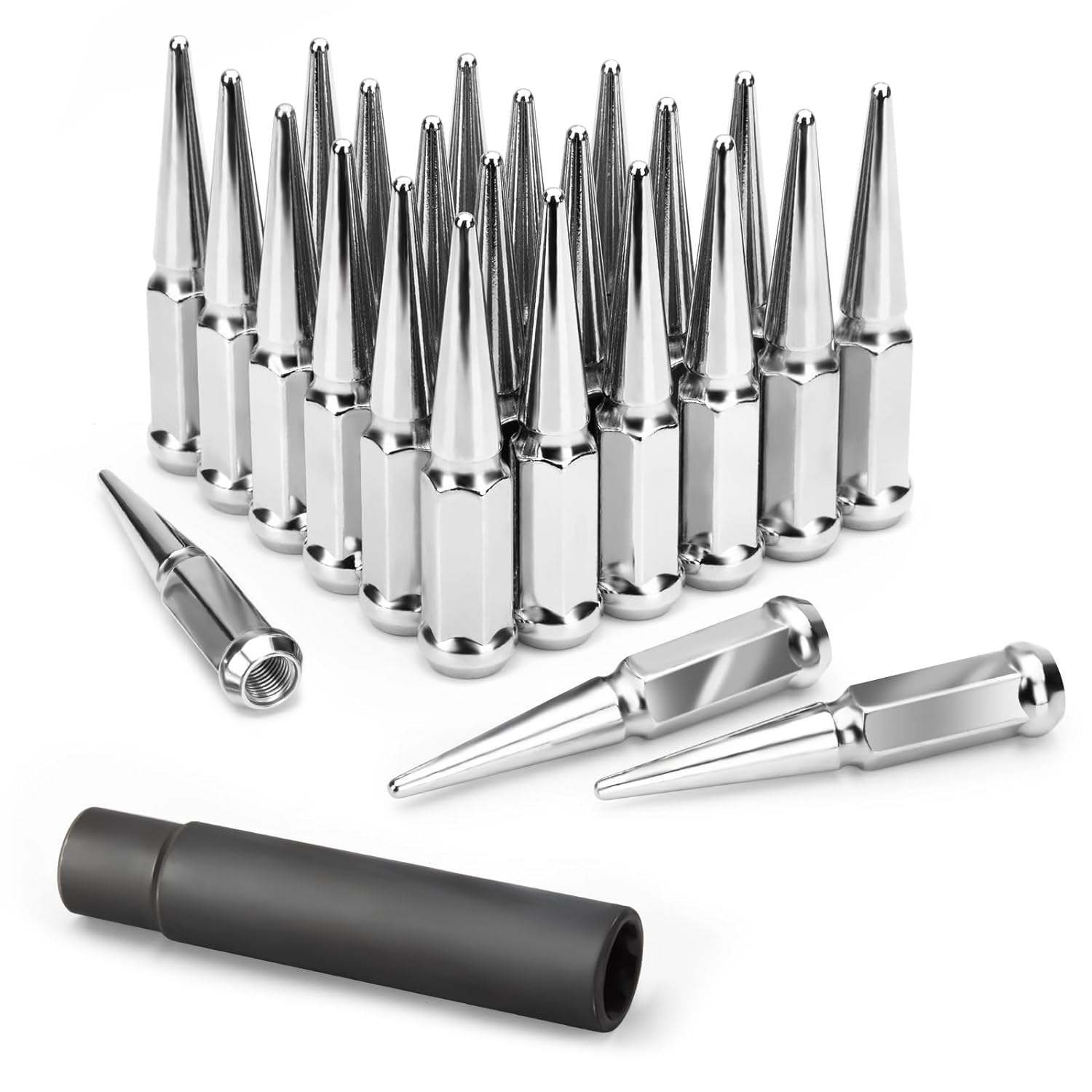 Spiked Lug Nuts M14x1.5 24pcs + 1 key Cone Seat