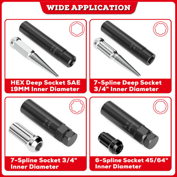 8PCS Universal Locking Lug Master Key Set Wheel Lock Removal Tool Kit