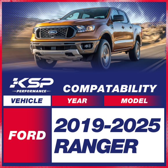 A black 2.5 inch front leveling lift kit for 2019-2026 Ford Ranger