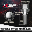 12x1.25 Wheel Lug Bolts for OEM Stock Wheel Lug Bolts,19mm hex for Jeep Renegade Cherokee Compass, 20 Pcs ET Wheel Studs-3