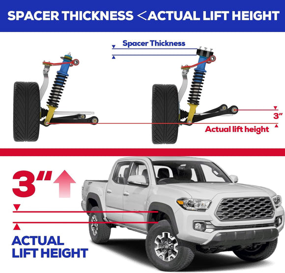 KSP 3" front leveling lift kit with 2" spacer, provides 3" actual lift height