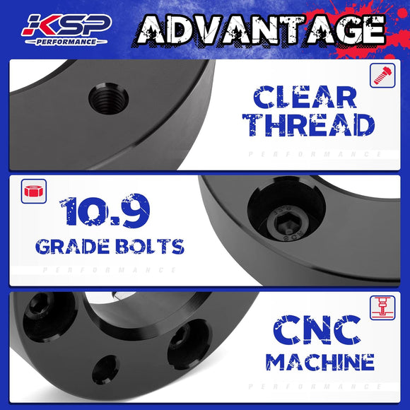 ksp lift kits advantage: 'Clear Thread', '10.9 Grade Bolts', and 'CNC Machine' 