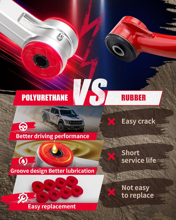 Comparison chart between polyurethane and rubber bushings