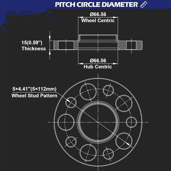 KSP 2PCS 15mm M14x1.5 Hub Wheel Spacers for Mercedes Benz Size
