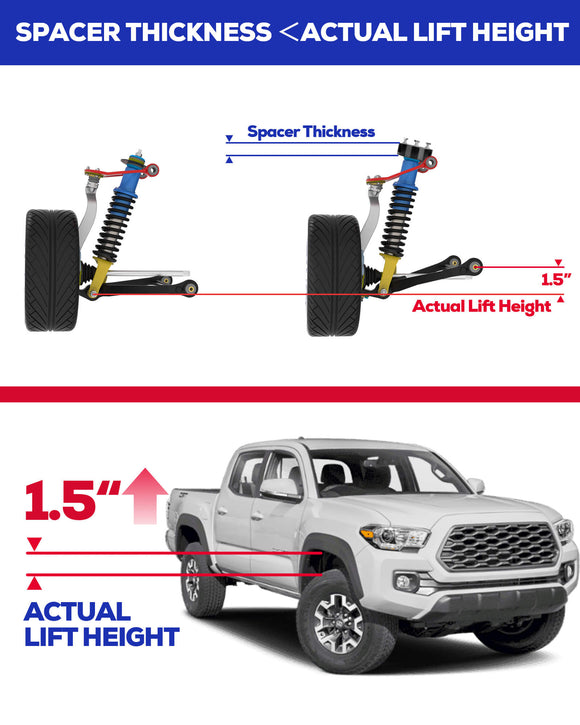 1.5" Front Leveling Lift Kits For Toyota 05-23 Tacoma 03-24 4Runner 07-15 FJ Cruiser KSP