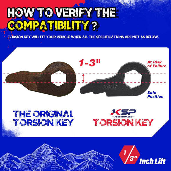 1"-3" Adjustable Torsion Key For 1999-2007 Chevy Silverado and GMC Sierra 1500 classic 4WD 6 Lug