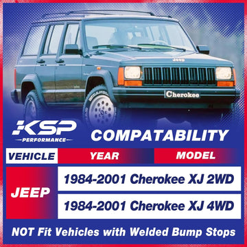 3" Front and 2" Rear Leveling Kit for 1984-2001 Jeep Cherokee XJ with 3 inches Coil Spring Lift Spacer and 2 inches Rear Leaf Shackles