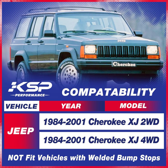 3" Front and 2" Rear Leveling Kit for 1984-2001 Jeep Cherokee XJ with 3 inches Coil Spring Lift Spacer and 2 inches Rear Leaf Shackles