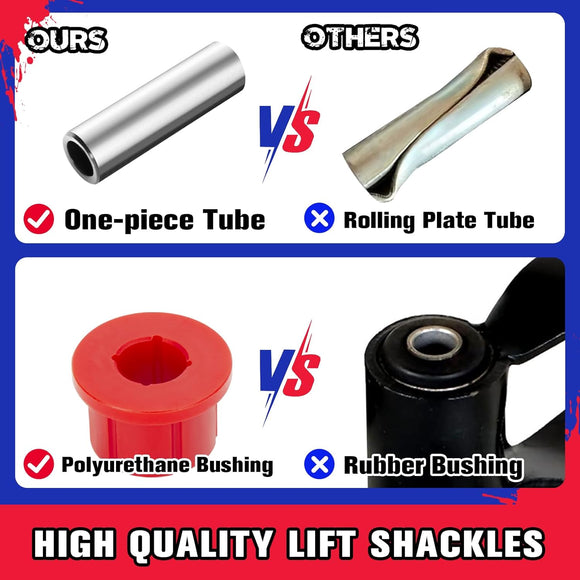 3" Front and 2" Rear Leveling Kit for 1984-2001 Jeep Cherokee XJ with 3 inches Coil Spring Lift Spacer and 2 inches Rear Leaf Shackles