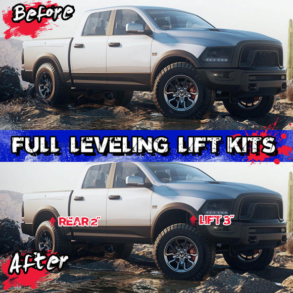 3" Front and 2" Rear Full Leveling Lift Kits 2009-2025 Dodge Ram 1500 2WD 4WD