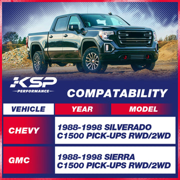1988-1998 Chevy C1500 3"-5" Shock Extenders, Bracket for Chevy Silverado GMC Sierra C1500 RWD/2WD Fitment